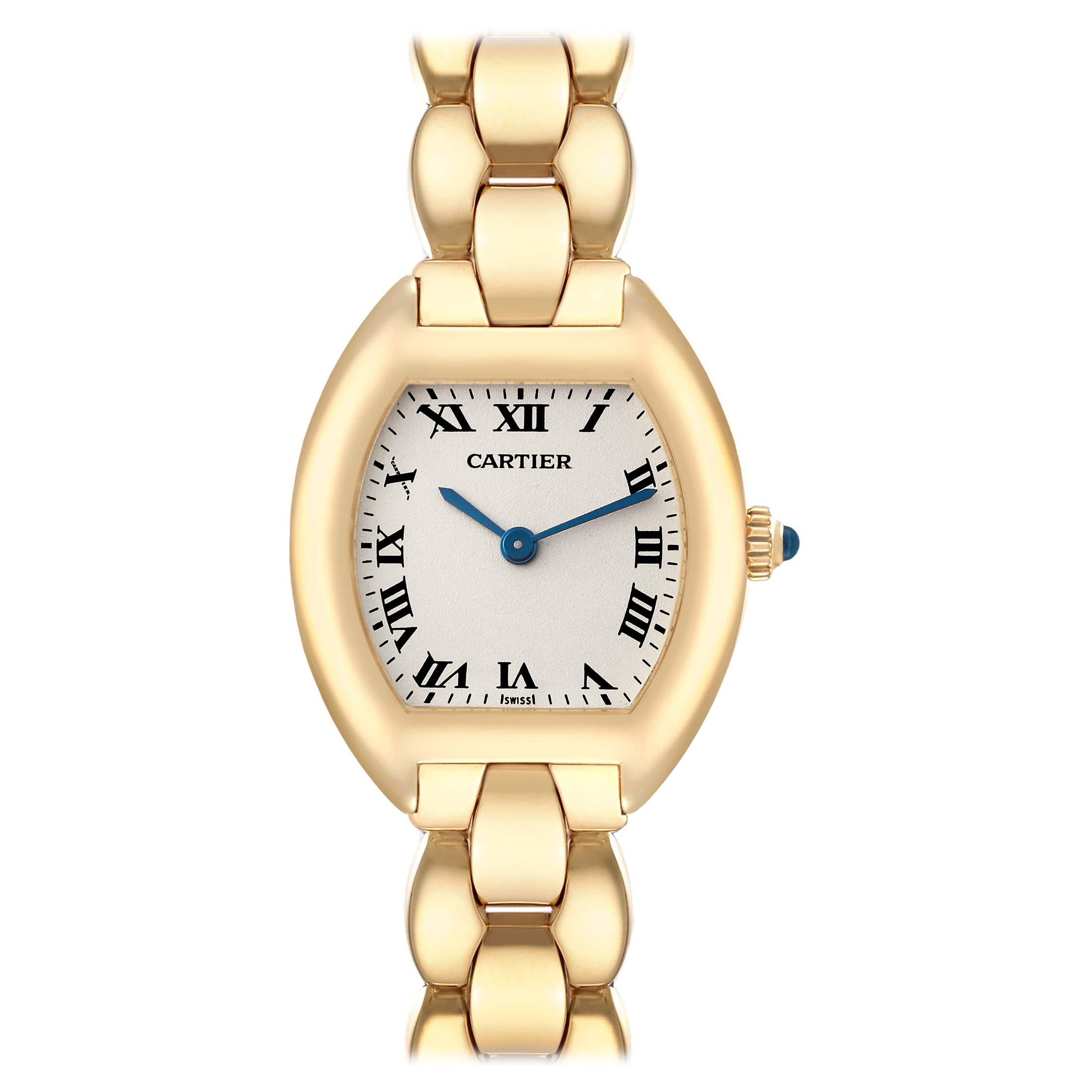 Cartier Tonneau Yellow Gold Silver Dial Vintage Quartz Ladies Watch W15174P4