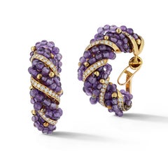 Orecchini a cerchio Cartier Torsade con ametista e diamanti