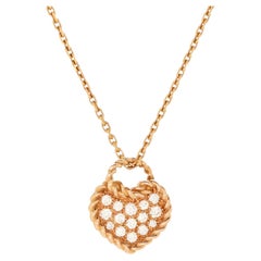 Cartier Torta Collana con ciondolo a forma di cuore in oro rosa 18 carati con pavé di diamanti