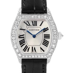 Cartier Tortue 18 Karat White Gold Diamond Ladies Watch WA507231 Box Papers