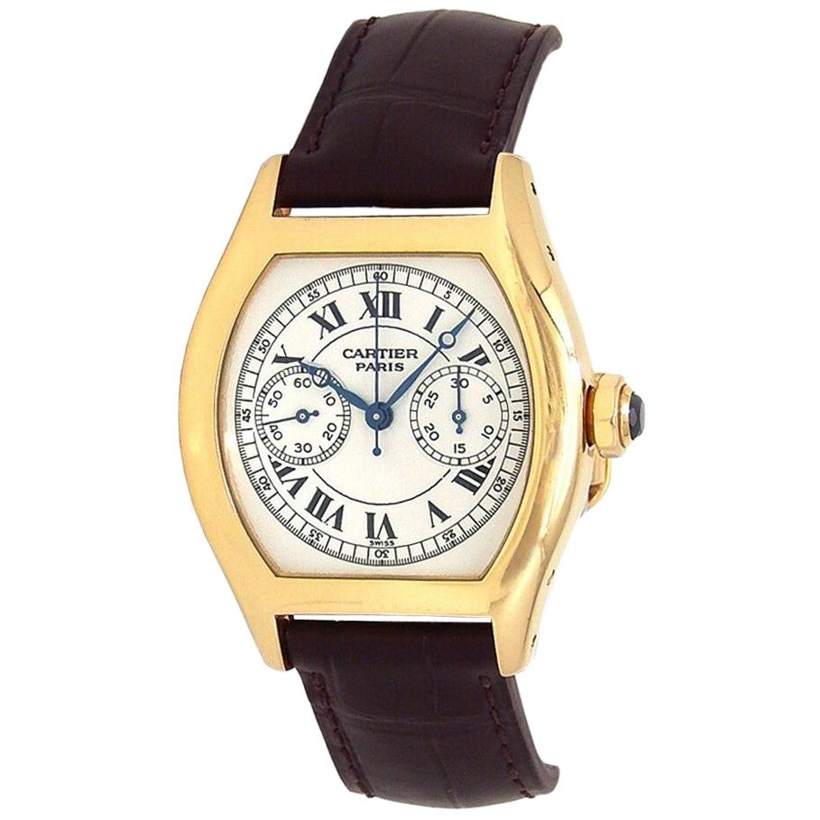 Cartier Tortue 18 Karat Yellow Gold Manual Wind Men's Watch 2356 For Sale