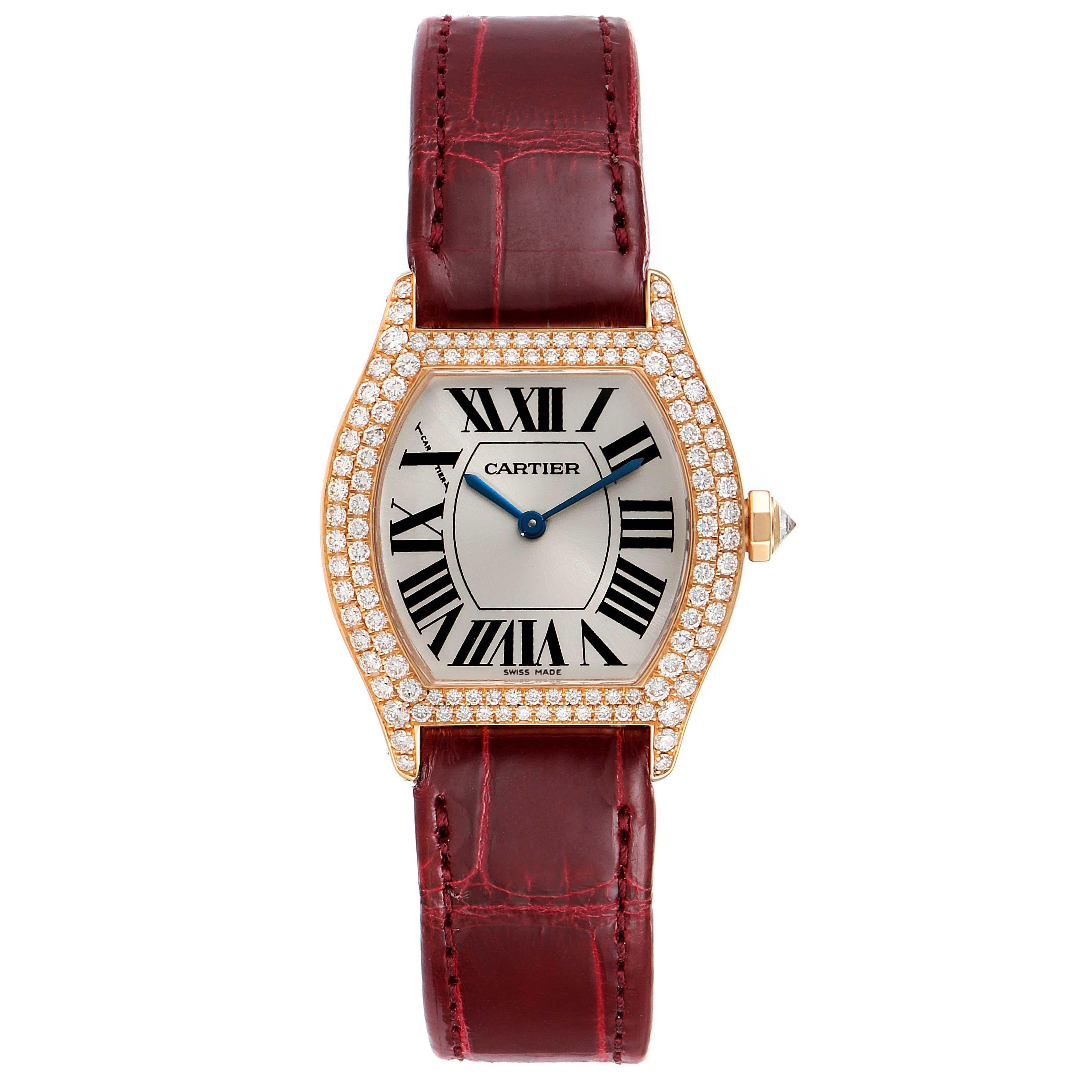 cartier rose gold watch with diamonds