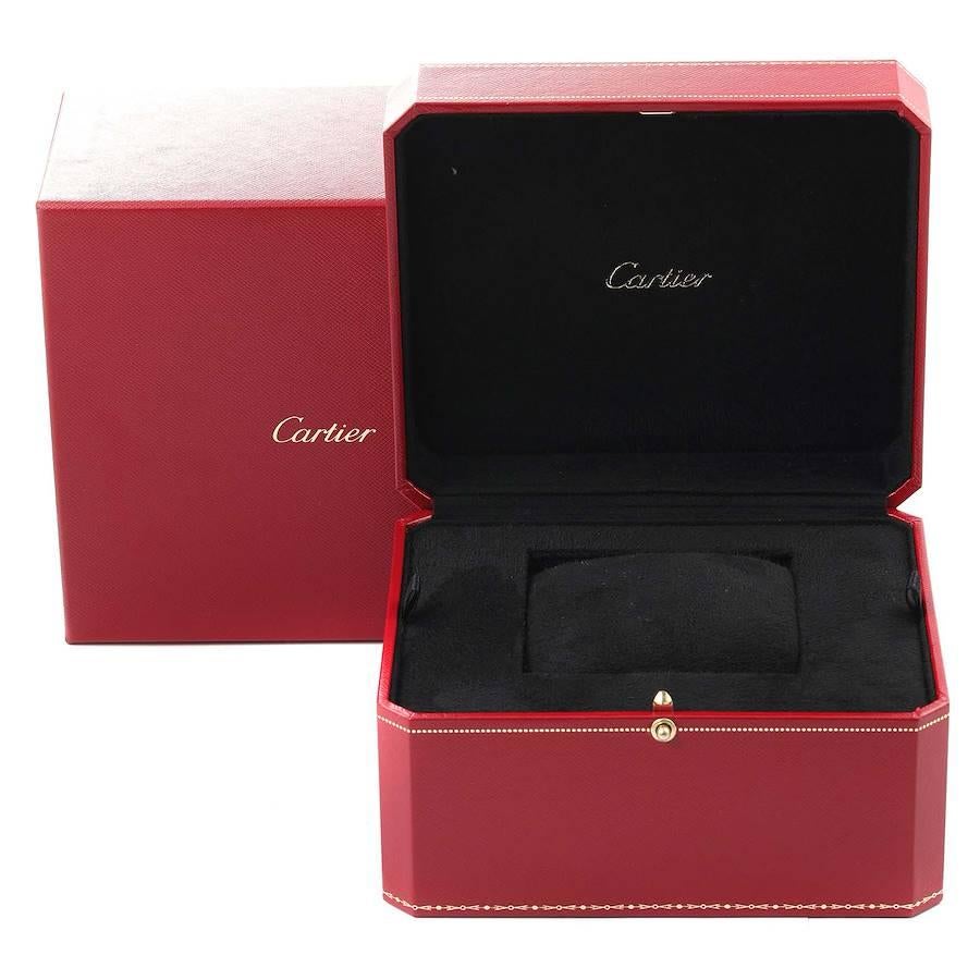 Cartier Tortue 18k White Gold Diamond Black Strap Ladies Watch WA507231 For Sale 3