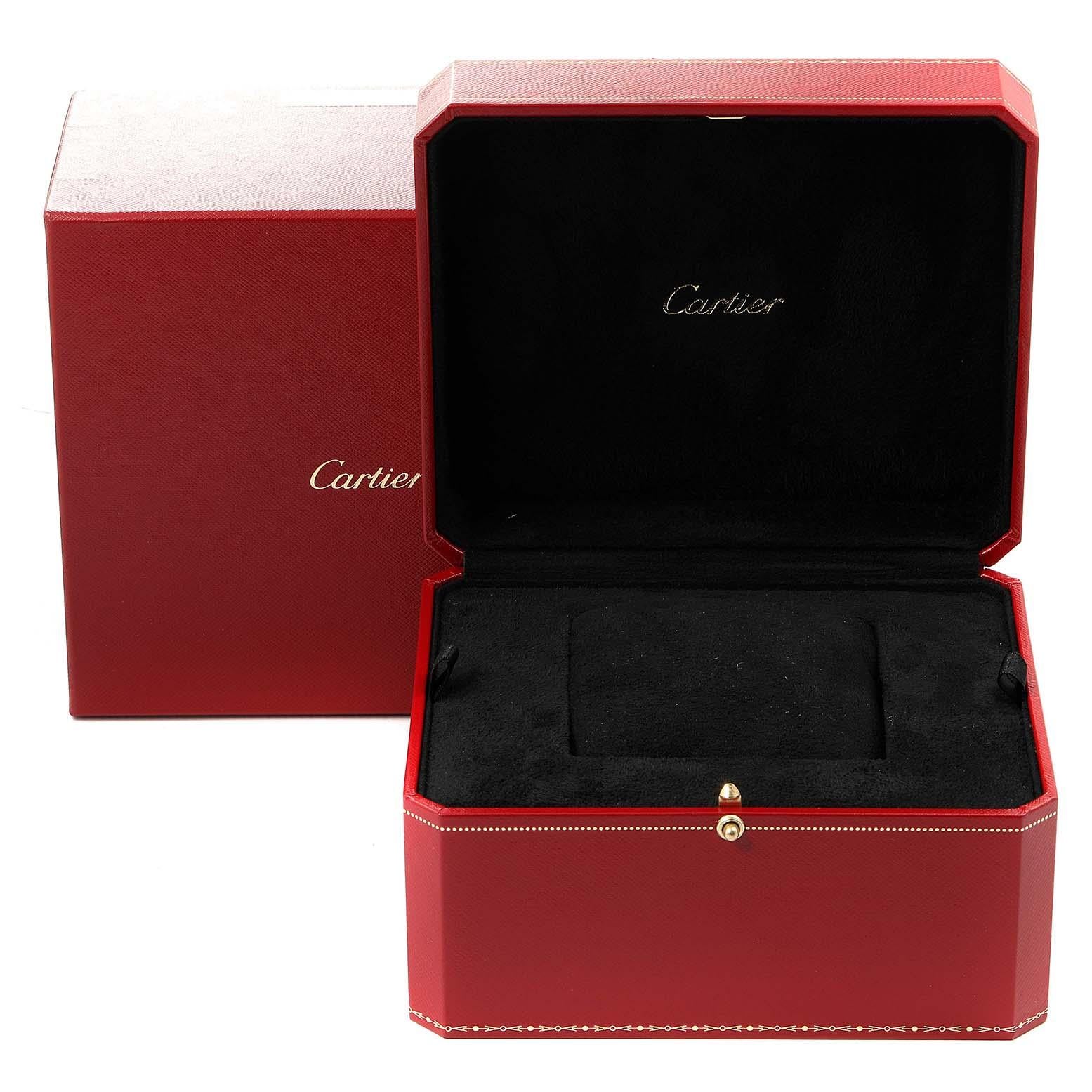Cartier Tortue 18k White Gold Diamond Burgundy Strap Ladies Watch 2644 For Sale 3