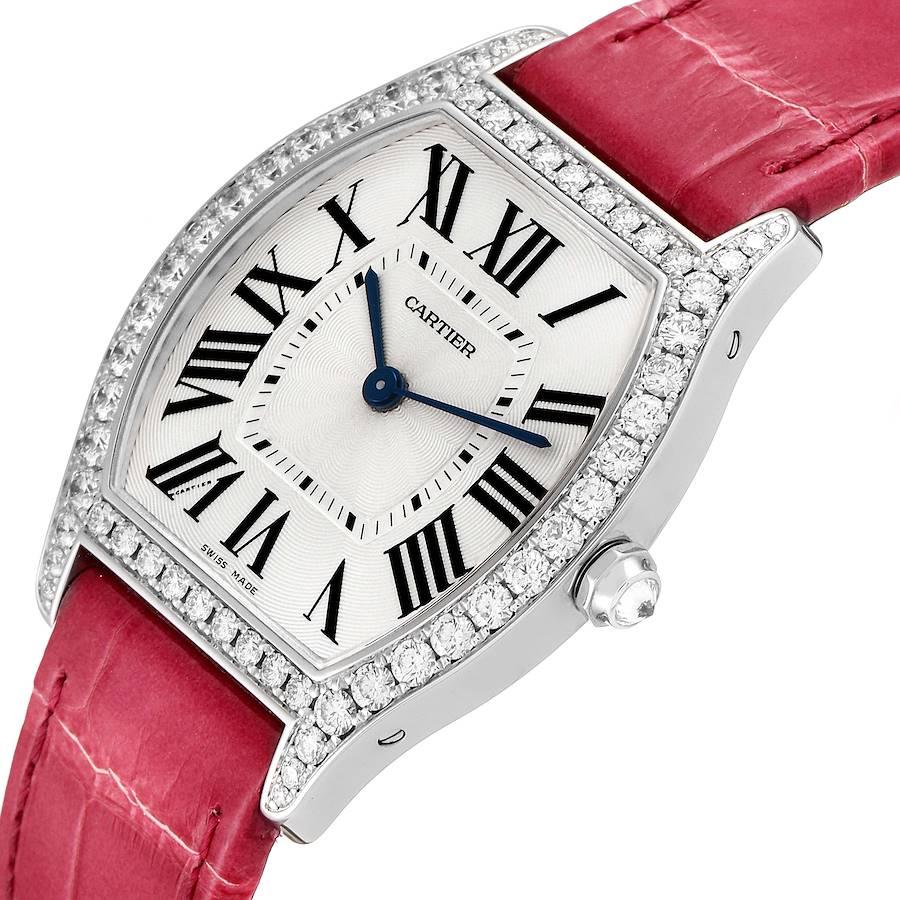 Cartier Tortue 18k White Gold Diamond Ladies Watch WA501009 Box Papers en vente 1