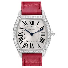 Cartier Tortue 18k White Gold Diamond Ladies Watch WA501009 Box Papers