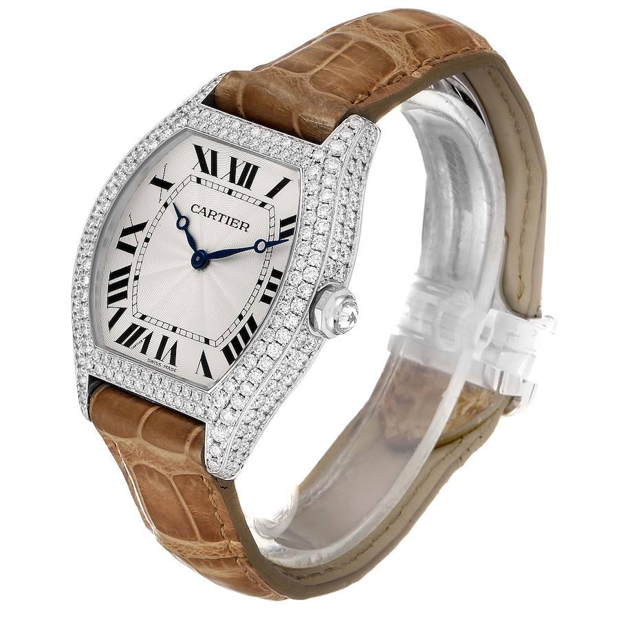 Cartier Tortue 18 Karat White Gold Diamond Men's Watch WA504351 In Good Condition For Sale In Atlanta, GA