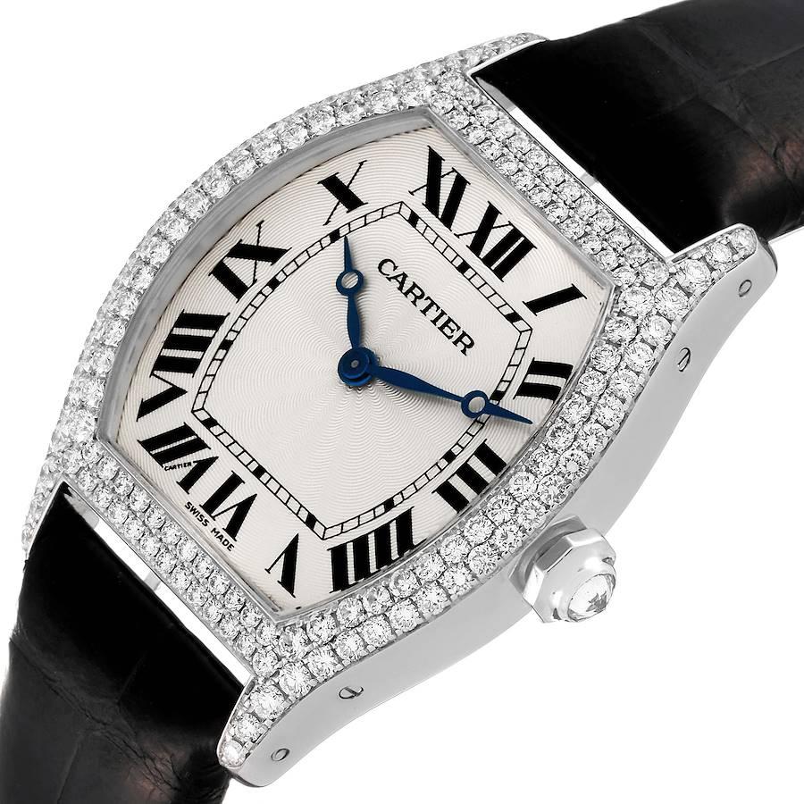 Cartier Tortue 18k White Gold Diamond Mens Watch WA504351 1