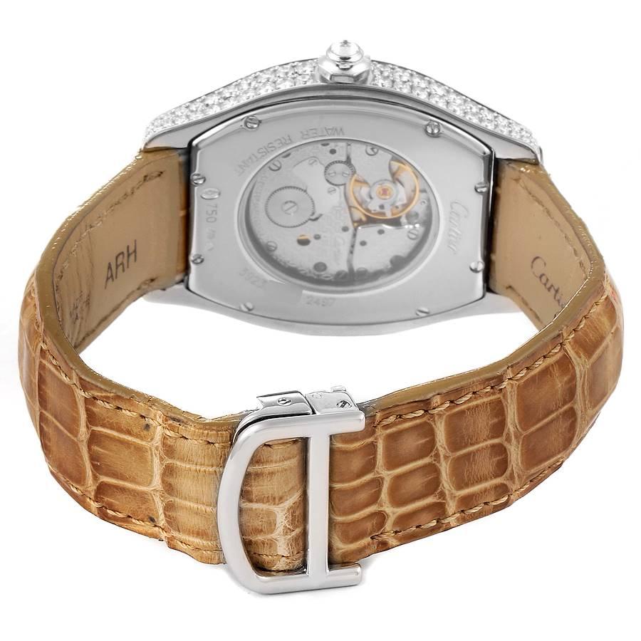 Cartier Tortue 18 Karat White Gold Diamond Men's Watch WA504351 For Sale 2