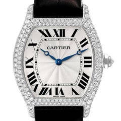 Cartier Tortue 18k White Gold Diamond Mens Watch WA504351