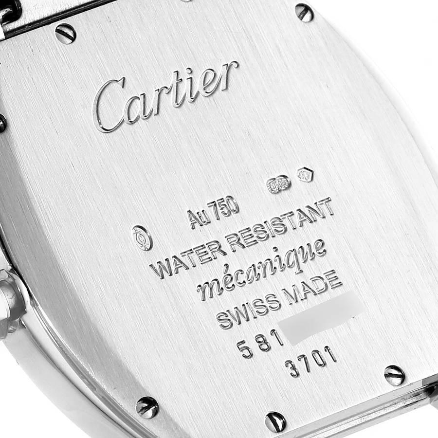 Cartier Montre Tortue en or blanc 18 carats avec cadran en argent et cadran pour femmes 3701, avec boîte et papiers d'origine Excellent état - En vente à Atlanta, GA