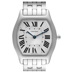 Cartier Tortue 18k White Gold Silver Dial Ladies Watch 3701 Box Papers