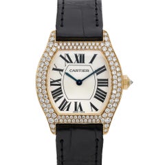 Cartier Tortue 18K Yellow Gold Diamond Silver Dial Hand Wind Ladies Watch 2643