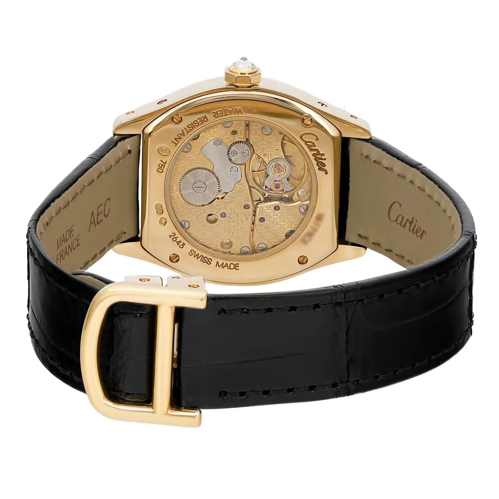 Cartier Tortue 18K Yellow Gold Diamond Silver Dial Hand Wind Ladies Watch 2643 1