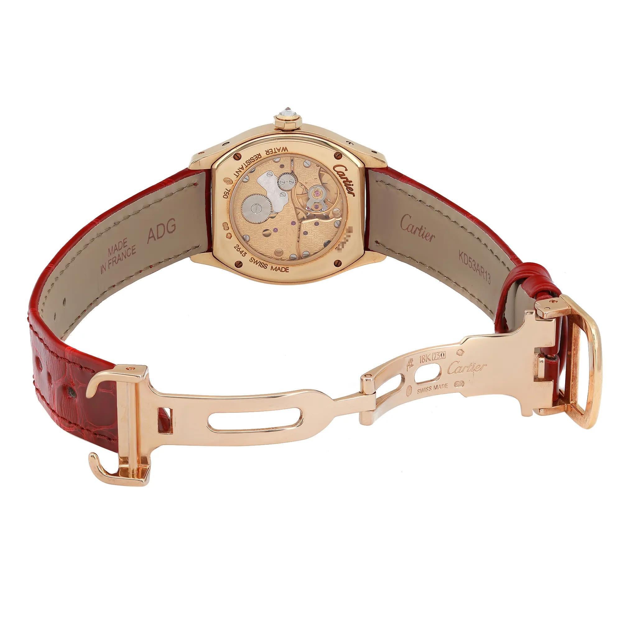 Cartier Tortue 18K Yellow Gold Diamond Silver Dial Hand Wind Ladies Watch 2643 2