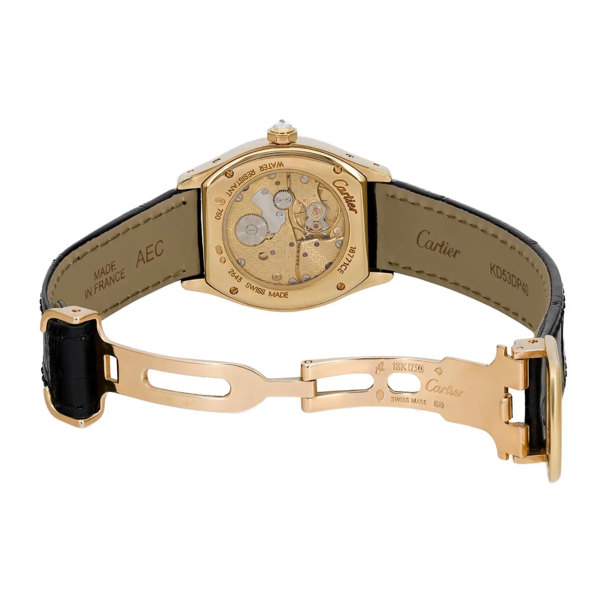 Cartier Tortue 18K Yellow Gold Diamond Silver Dial Hand Wind Ladies Watch 2643 2