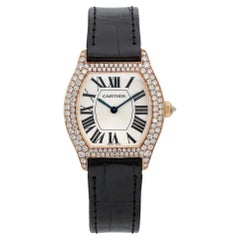 Cartier Tortue 18K Yellow Gold Diamond Silver Dial Hand Wind Ladies Watch 2643