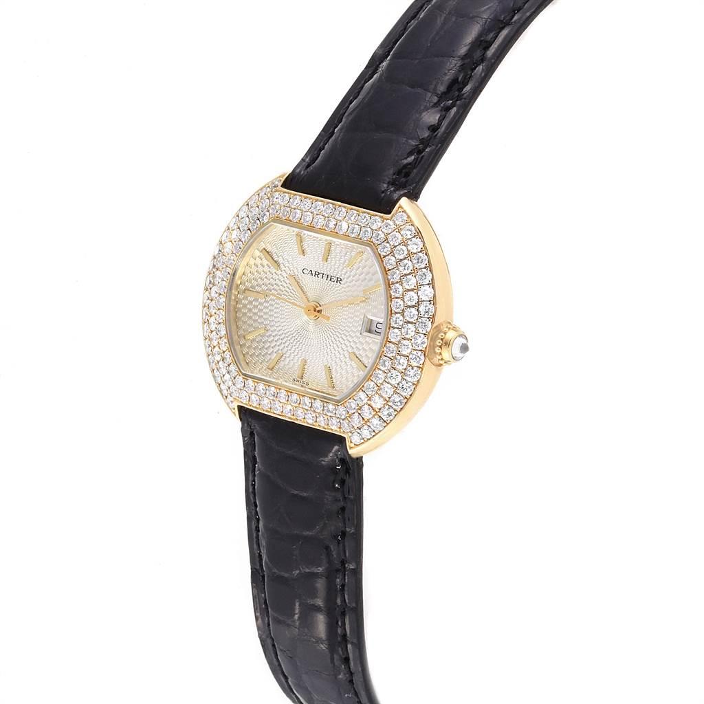 Women's Cartier Ellipse 18K Yellow Gold Diamond Silver Dial Ladies Watch 1481 For Sale
