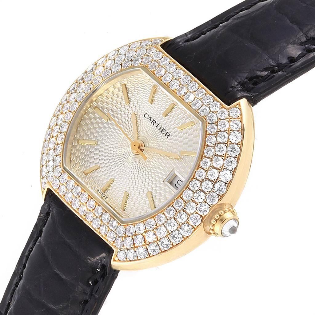 Cartier Ellipse 18K Yellow Gold Diamond Silver Dial Ladies Watch 1481 For Sale 1