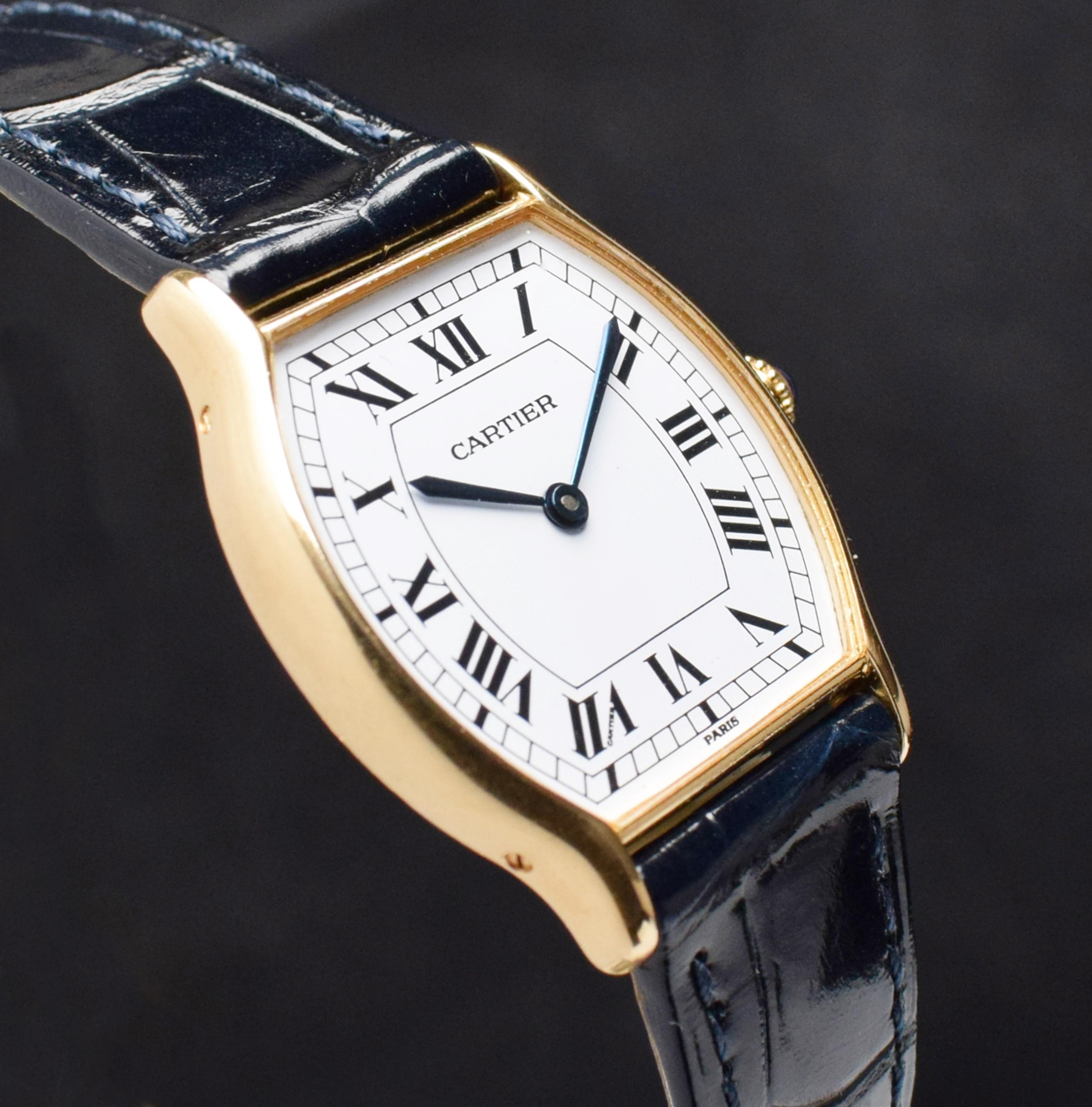 Cartier Tortue 18K Gelbgold Handaufzug Paris Zifferblatt 60035 New York Schnalle 1980 1