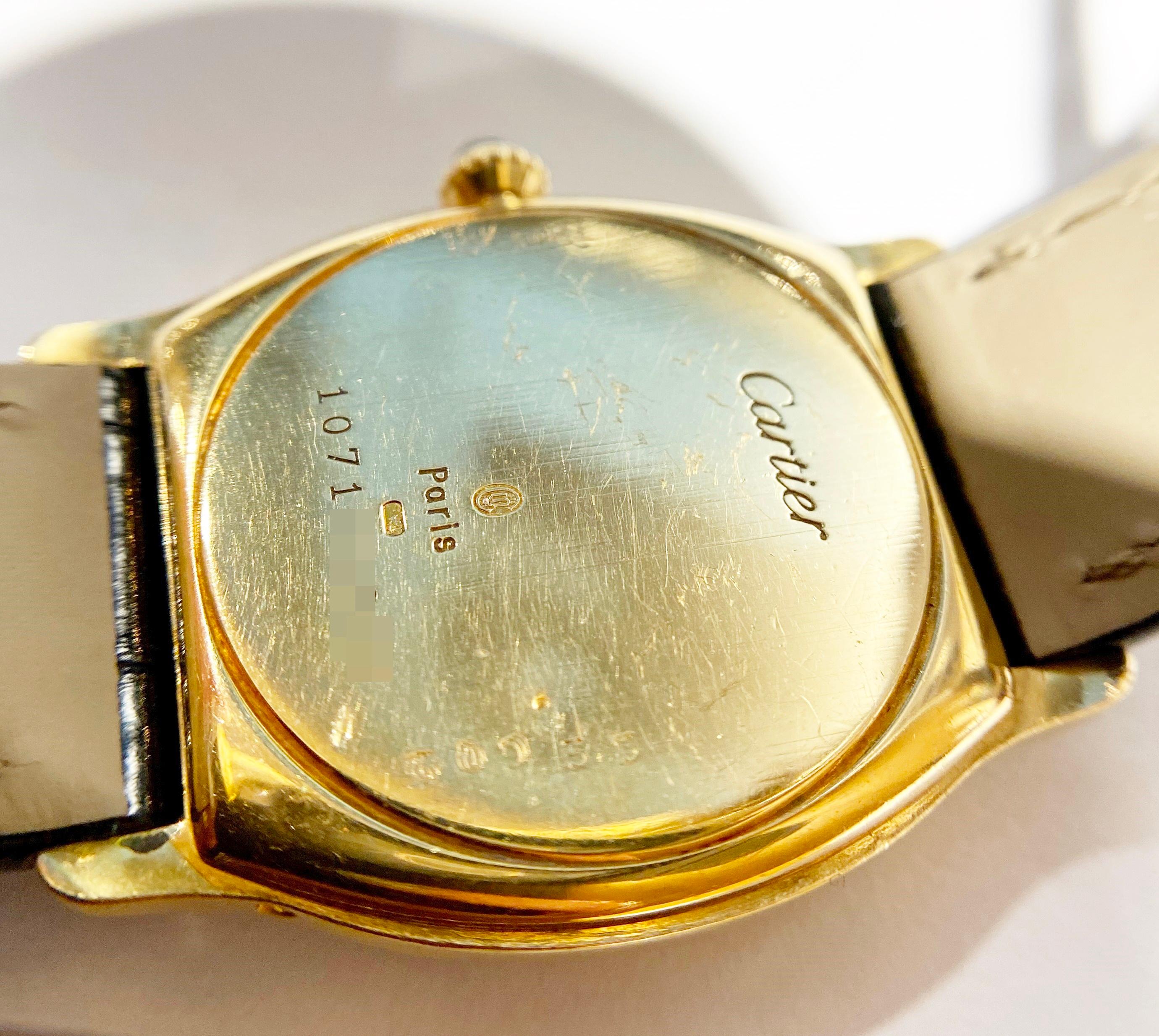 Cartier Tortue 18K Gelbgold Handaufzug Paris Zifferblatt 60035 New York Schnalle 1980 3