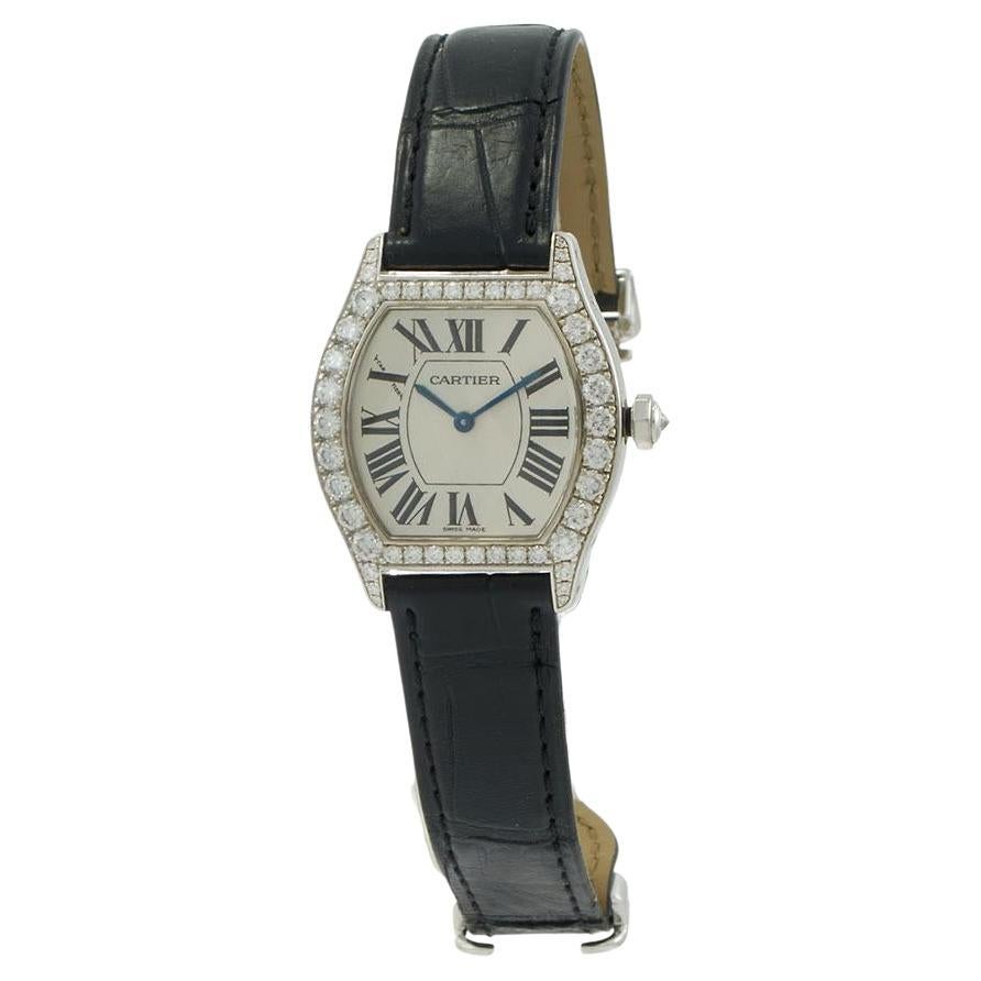 Cartier Tortue 18KT White Gold Diamond Case 34 x 28MM – Manual Wind For Sale