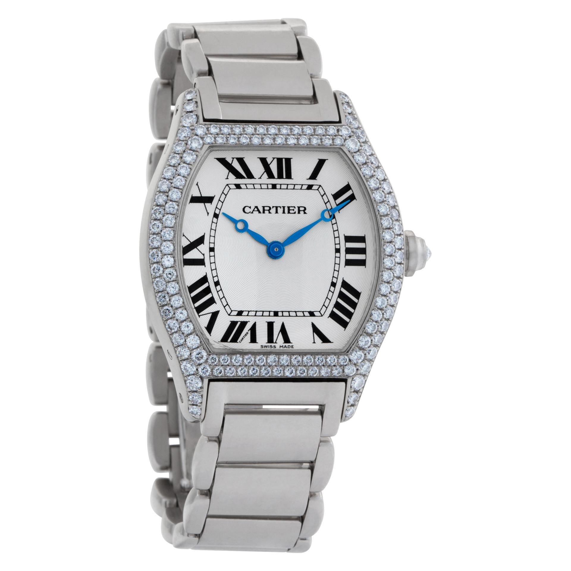 Cartier Tortue 18k White Gold Wristwatch Ref WA5038W9 In Excellent Condition In Surfside, FL