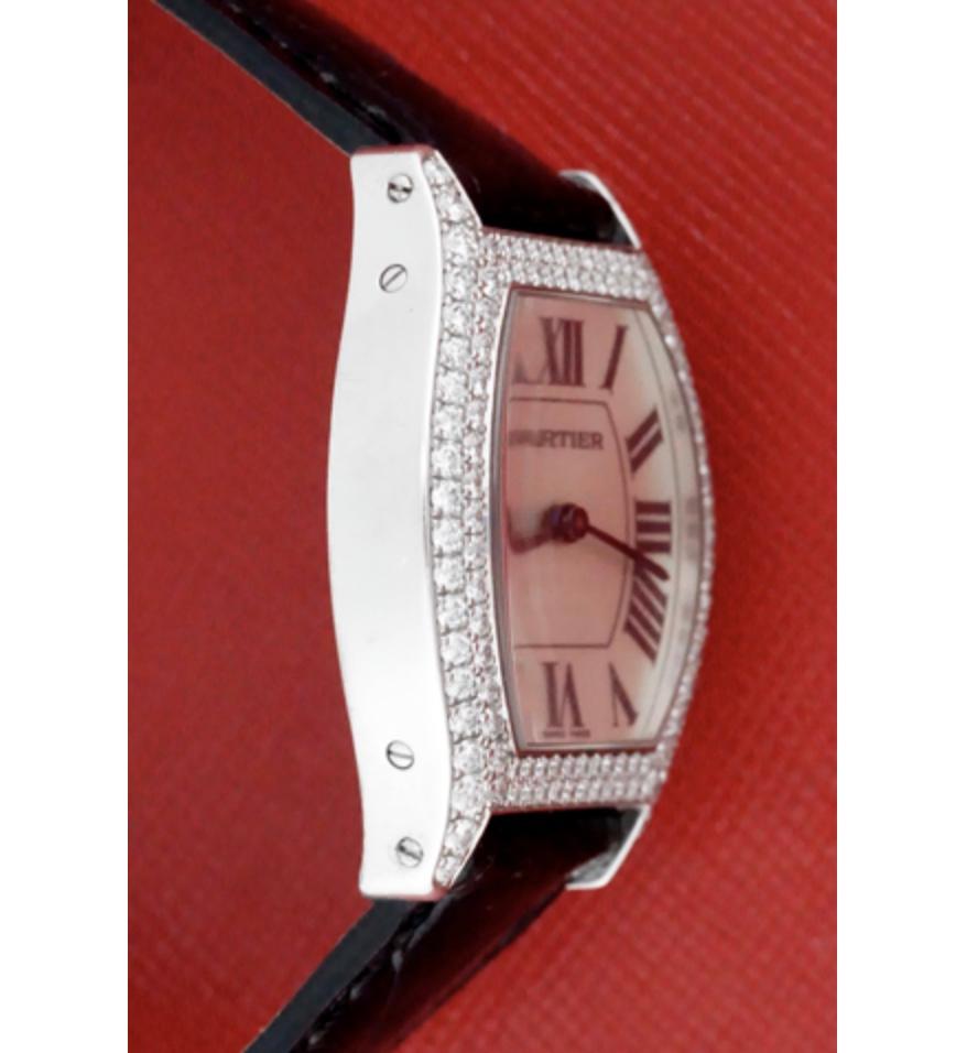 Contemporary Cartier Tortue de Privee 18 Karat White Gold Model WA504931 Watch For Sale