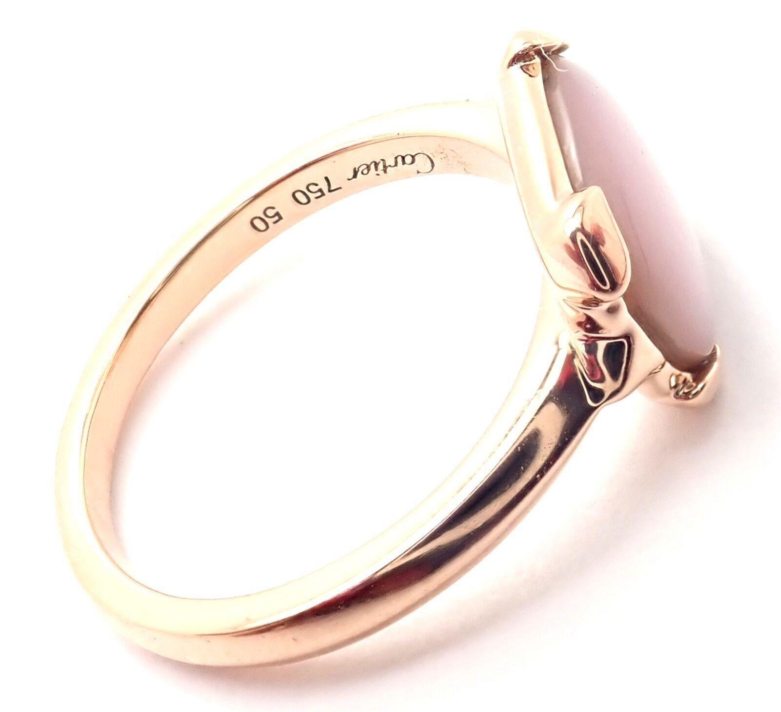 Taglio brillante Cartier Tortue Anello in oro rosa con diamanti e madreperla in vendita