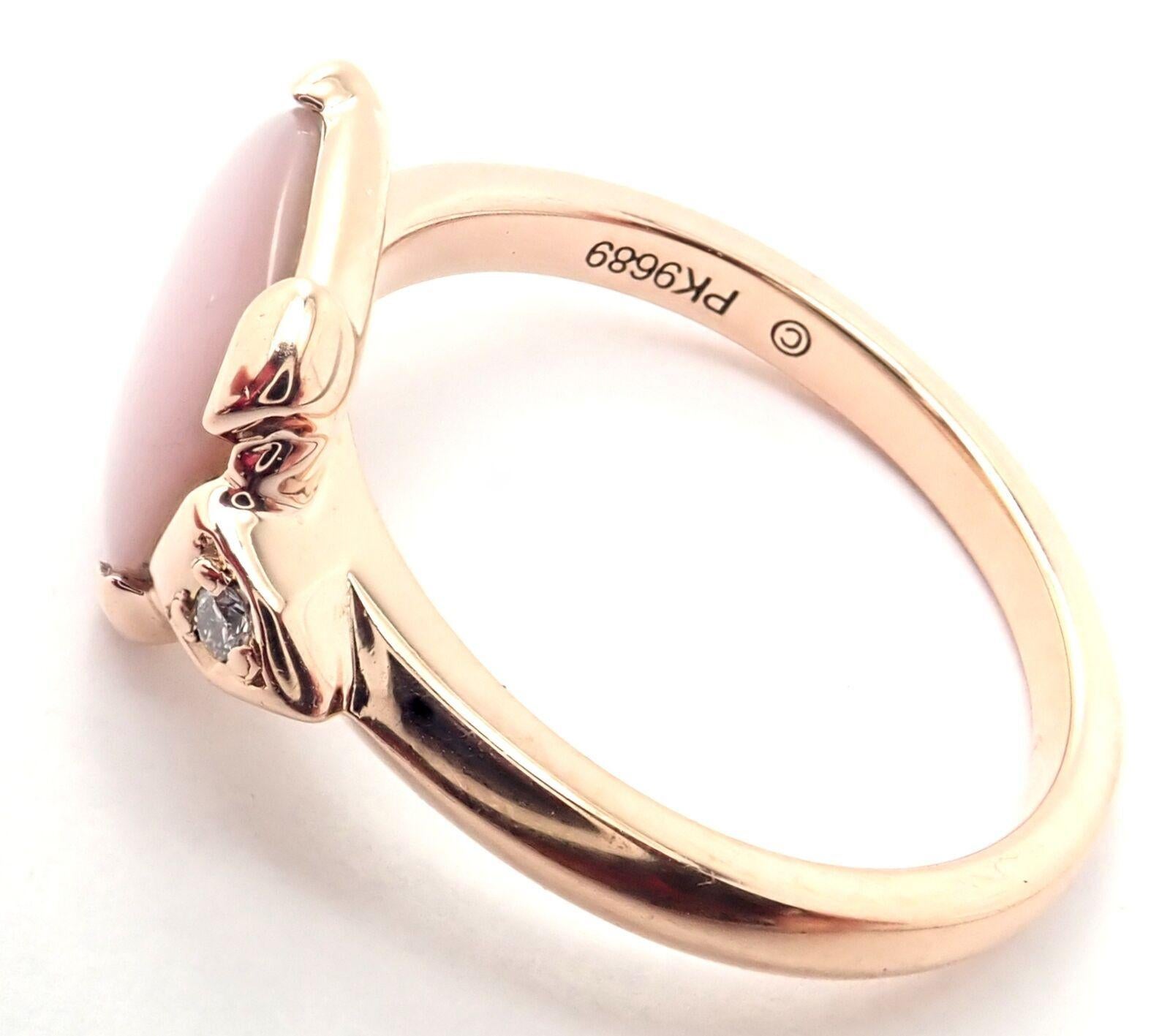Cartier Tortue Anello in oro rosa con diamanti e madreperla In condizioni ottime in vendita a Southampton, PA