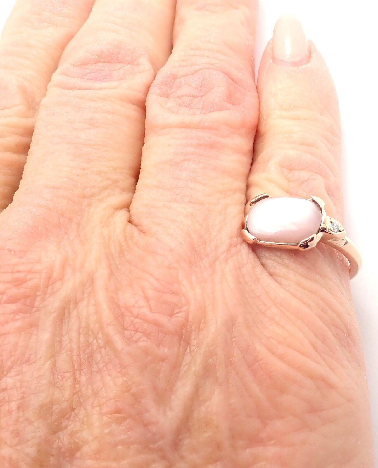 Cartier Tortue Anello in oro rosa con diamanti e madreperla in vendita 2