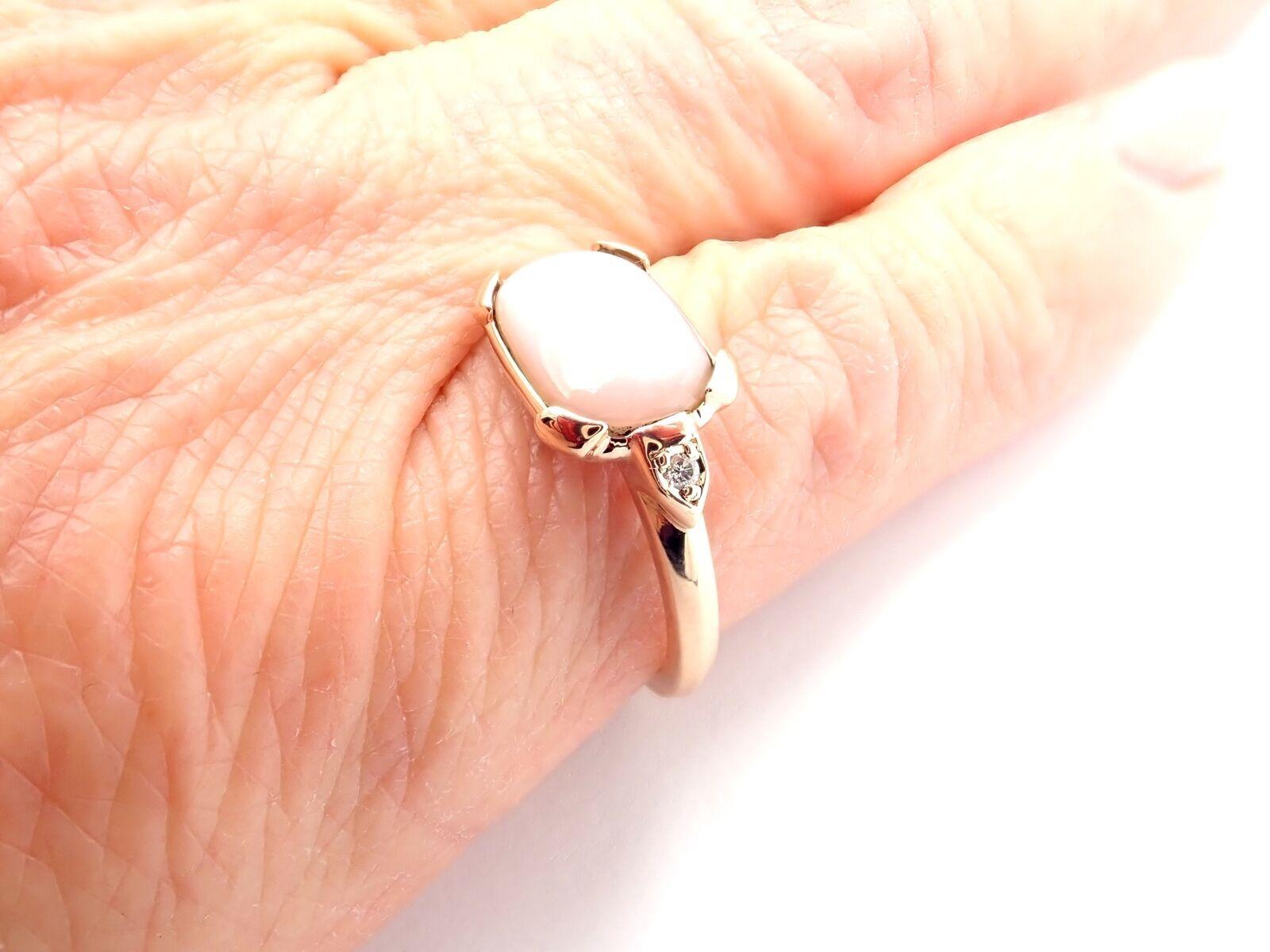 Cartier Tortue Anello in oro rosa con diamanti e madreperla in vendita 3