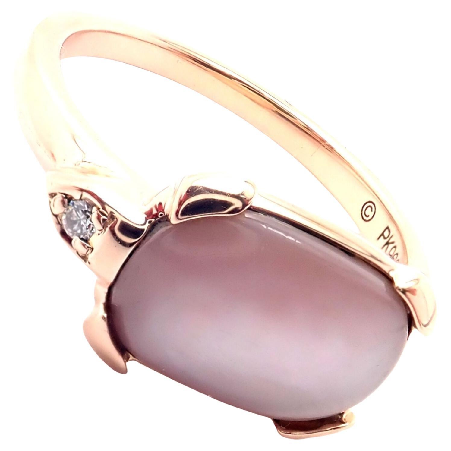 Cartier Tortue Anello in oro rosa con diamanti e madreperla in vendita