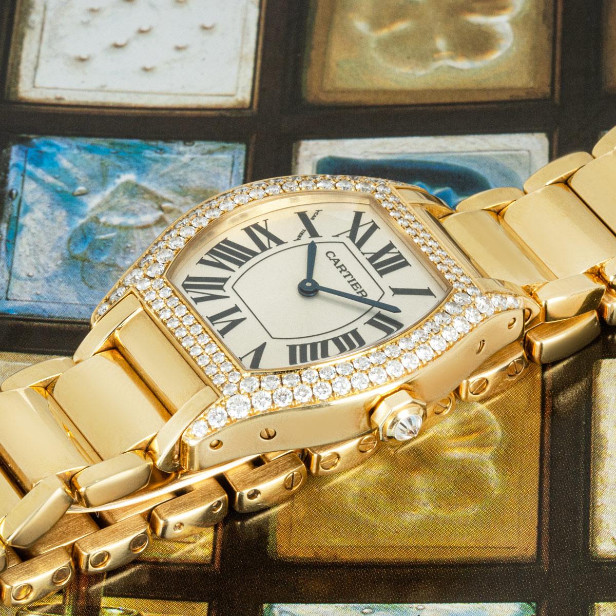 Cartier Tortue Diamond Set Yellow Gold Watch 2643 In Good Condition In Mayfair, London, London