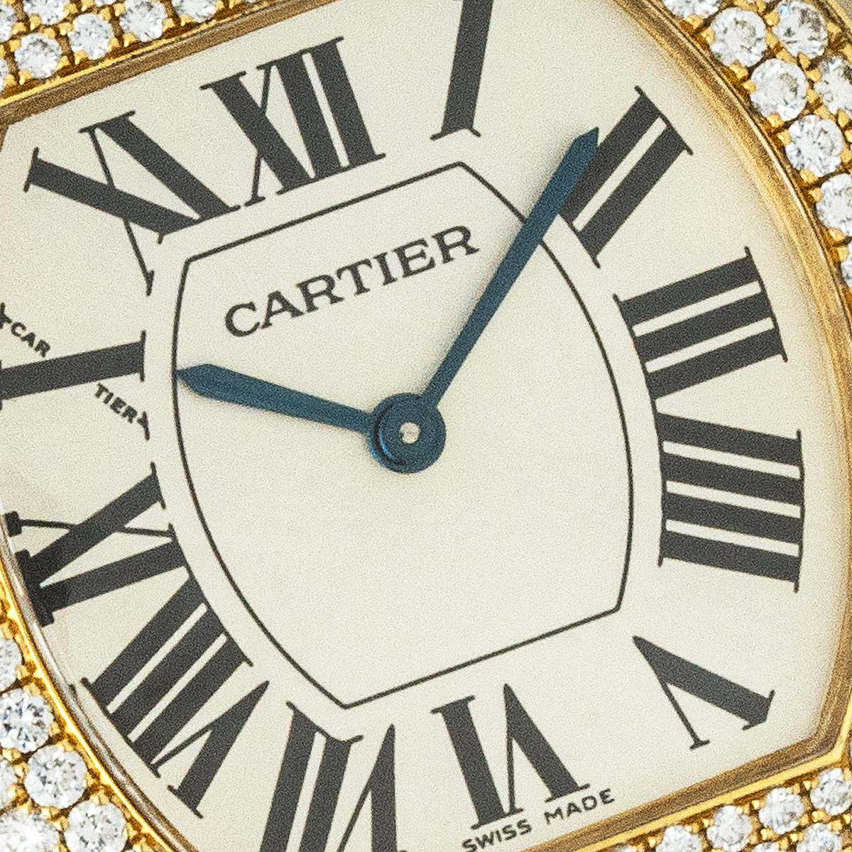 Women's Cartier Tortue Diamond Set Yellow Gold Watch 2643