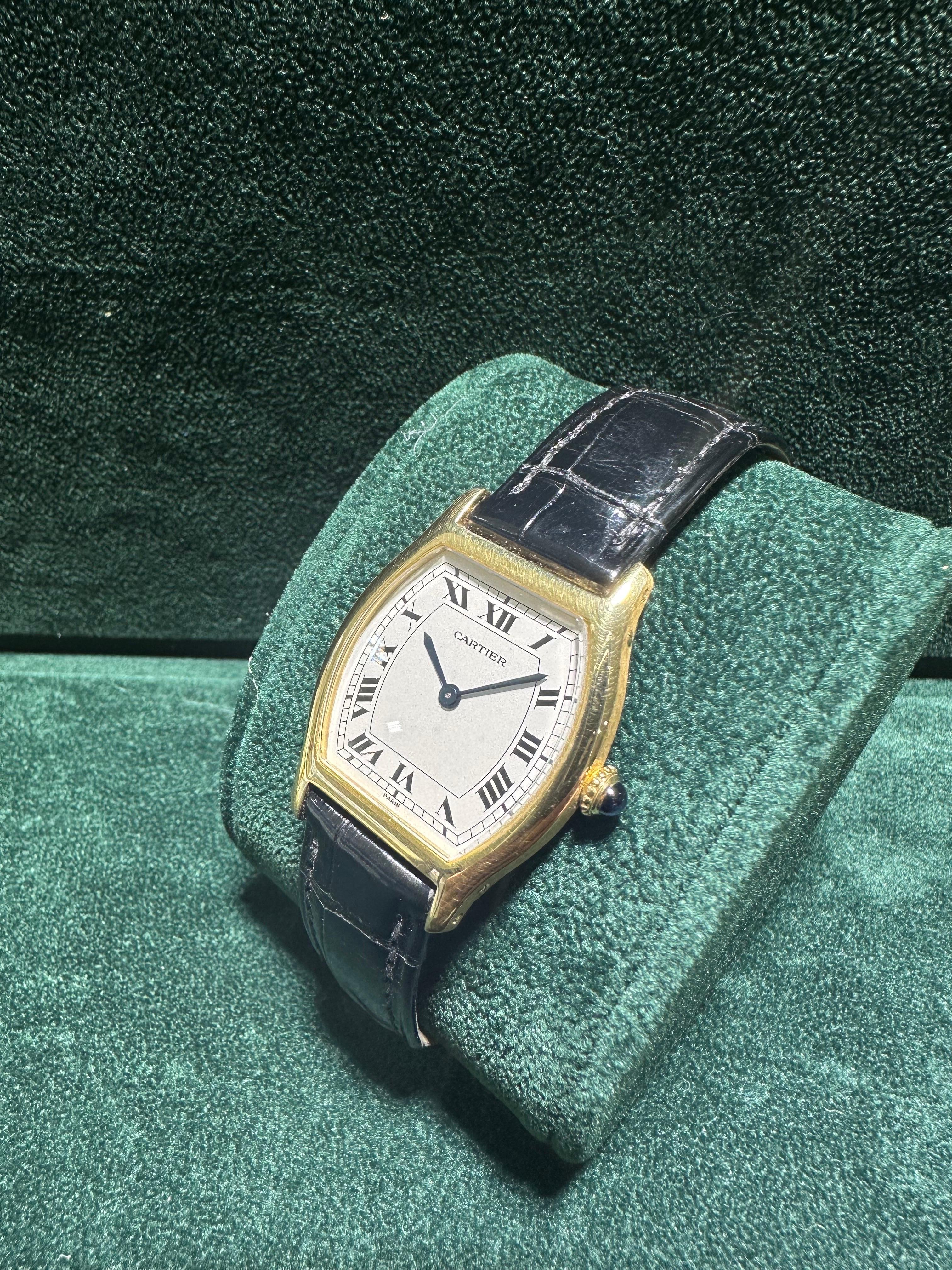 The Cartier Tortue was introduced in the 1975. In 1973, 12 models were commercialized within the new Louis Cartier collection (Ceinture, Square, Ellipse, Santos, Baignoire, Vendôme, Cristallor, Gondole, Fabergé, Coussin, Tank Normale and Tank Louis