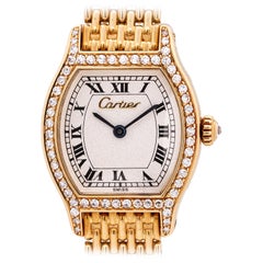 Cartier Tortue Ladies 18 Karat Yellow Gold Diamond Set, circa 2000s 'Amor'