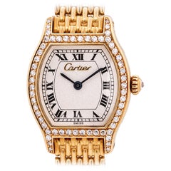 Cartier Tortue Ladies 18 Karat Yellow Gold Diamond Set, circa 2000s 'Amor'