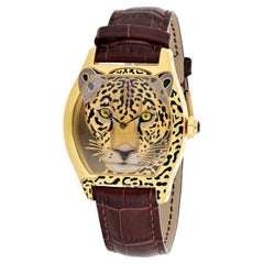 Cartier Tortue Panthère Face Limited Edition Enamel and Yellow Gold Watch