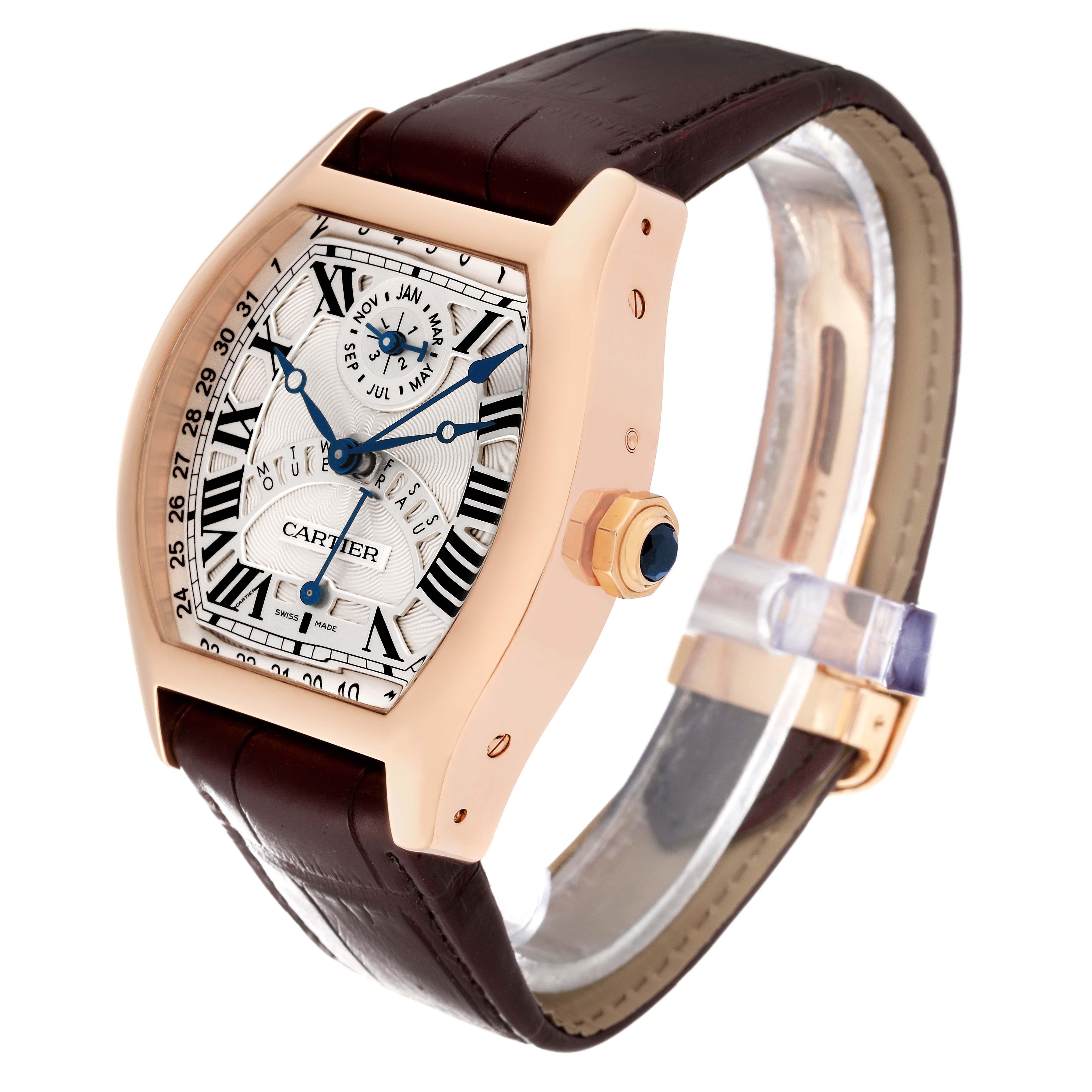 Cartier Tortue Perpetual Calendar Automatic Rose Gold Mens Watch W1580045 In Excellent Condition For Sale In Atlanta, GA