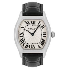 Cartier Montre Tortue en platine avec bracelet en cuir 35 mm, 2518D