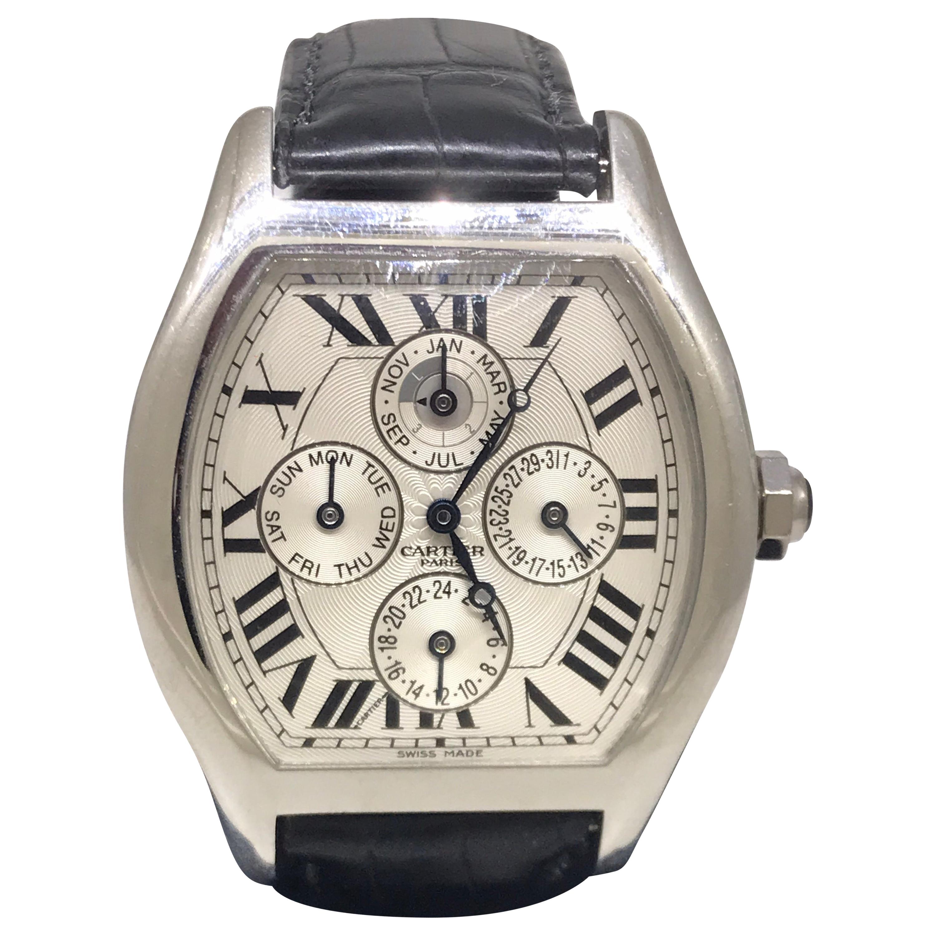 Cartier Tortue Platinum Perpetual Calendar Automatic Men's Watch W1540551 For Sale