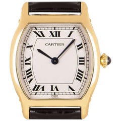 Cartier Tortue Privee Sammlung Damen Gelbgold Silber römisches Zifferblatt W1531851