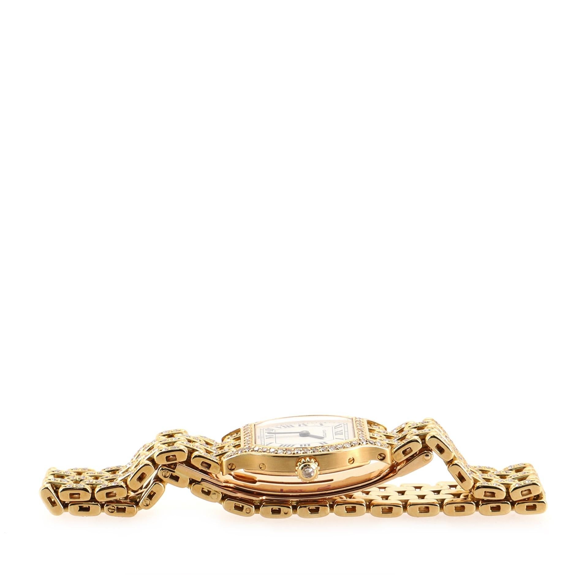 Cartier Tortue Quartz Watch Yellow Gold and Diamonds 20 In Good Condition In New York, NY