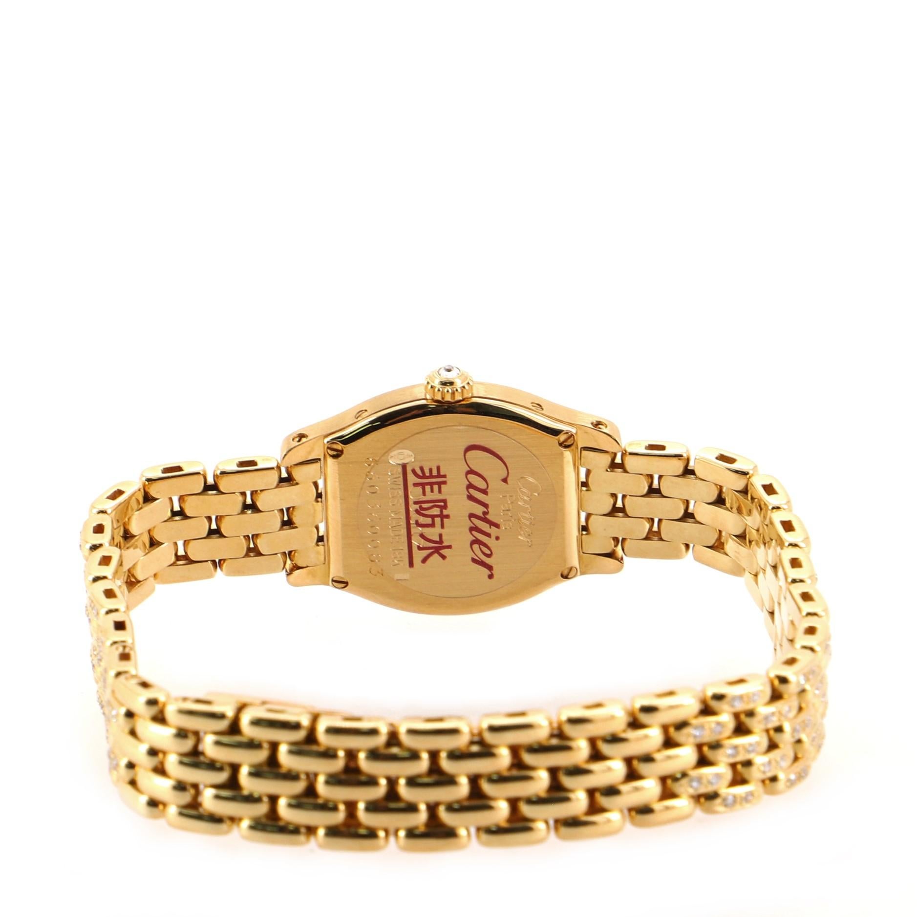 Women's or Men's Cartier Tortue Quartz Watch Yellow Gold and Diamonds 20