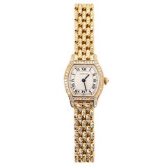 Cartier Tortue Quartz Watch Watch Yellow Gold and Diamonds 20