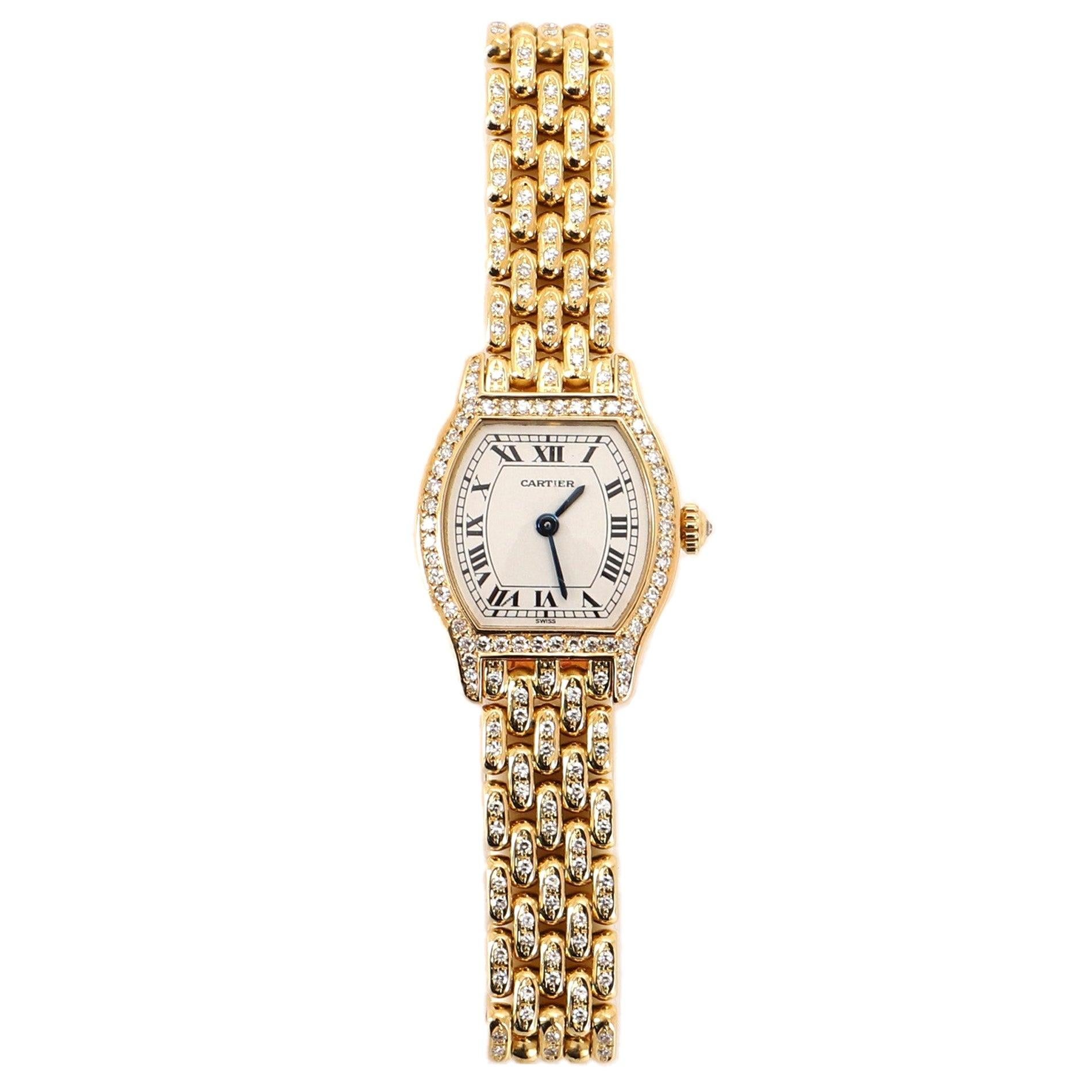 Cartier Tortue Quartz Watch Yellow Gold and Diamonds 20