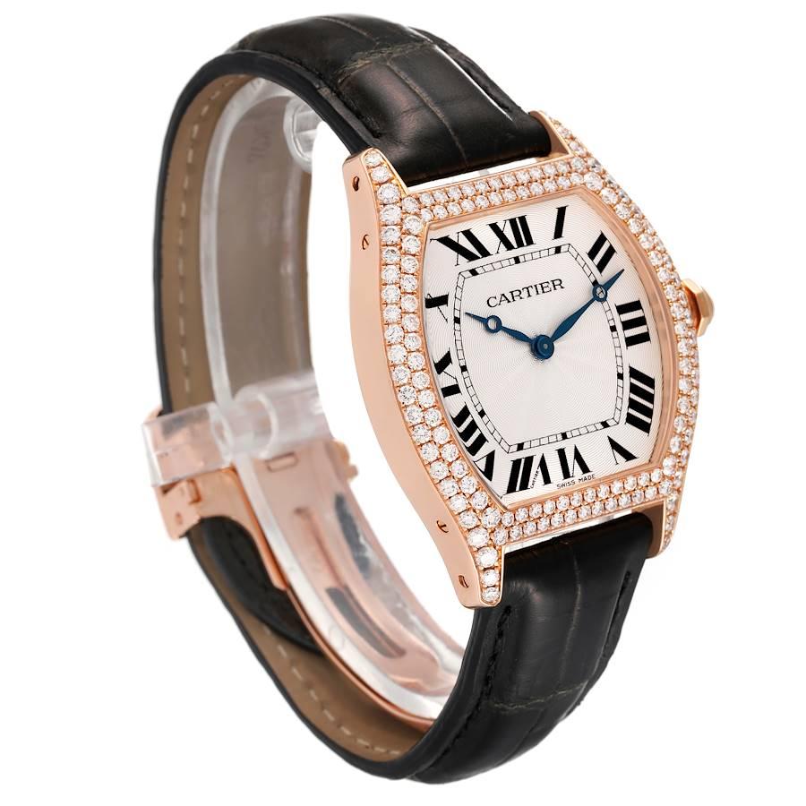 Cartier Tortue Rose Gold Diamond Bezel Ladies Watch WA503751 In Good Condition For Sale In Atlanta, GA
