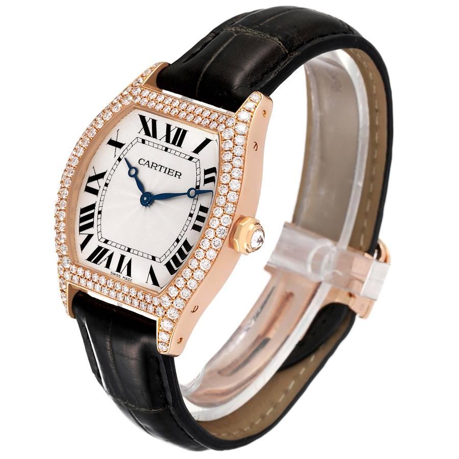 Cartier Tortue Roségold Diamant-Lünette Damenuhr WA503751 im Angebot 1