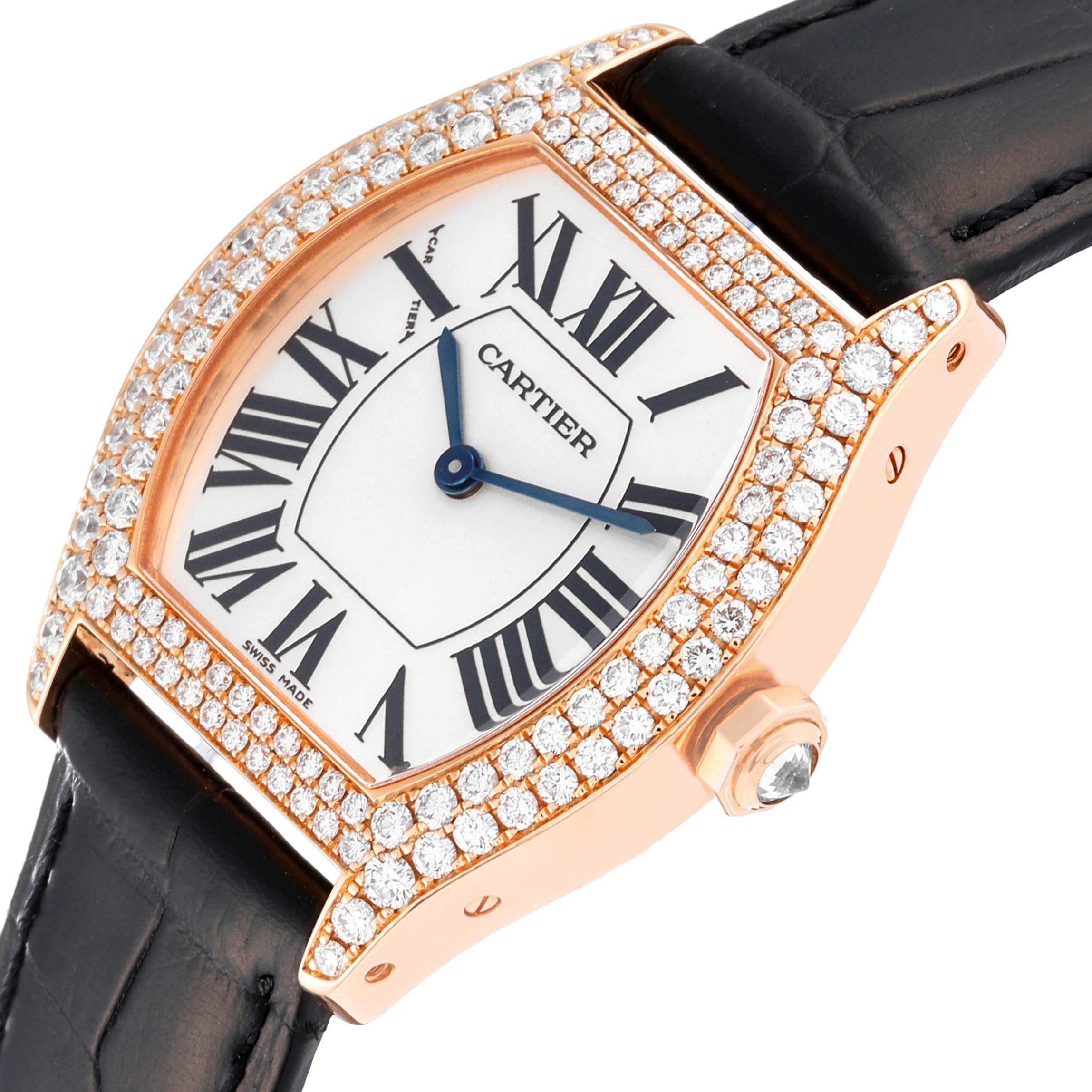 Women's Cartier Tortue Rose Gold Diamond Bezel Ladies Watch WA503751 For Sale